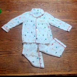 Petit Plume luxury pajamas merry trees Christmas set size 5t